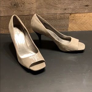 Grey Tahari Open Toe Heels